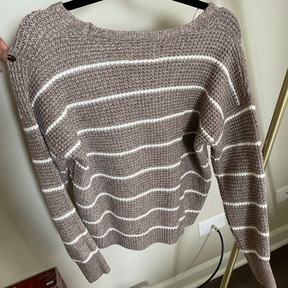 Olive & Oak / Beige Striped Knit Sweater